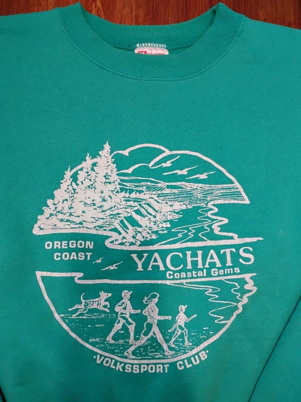 Vintage Yachats Oregon Coastal Gems Volksport Club Crewneck Sweatshirt
